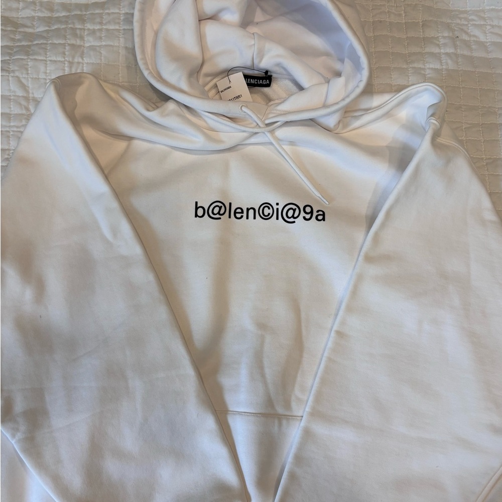 Balenciaga Symbolic Logo Print  Hoodie White (XL )